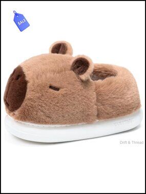 Fluffy Capybara Slippers Faux Fur Non-Slip Cozy House Shoes Women Men
